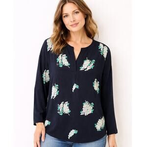 LOFT Outlet Navy Floral Long Sleeve Blouse – Size XL